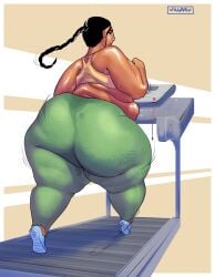 1girls ass bbw big_ass black_hair chubby dark-skinned_female dark_skin fat fat_ass fat_woman female huge_ass indian indian_female obese_female overweight overweight_female ponytail sweat sweat_stain thick_thighs thighs treadmill vanillaru villaru