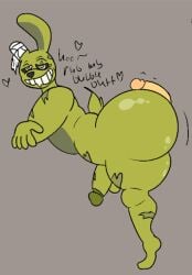 2boys ass ass_jiggle assjob balls big_ass big_butt bouncing_butt butt butt_focus buttjob disembodied_penis erection fat_ass five_nights_at_freddy's five_nights_at_freddy's_3 fnaf gay green_body hot_dogging hotdogging looking_at_partner looking_back looking_pleasured male male/male male_only rabbit side_view springtrap springtrap_(fnaf) text weirdbellylover