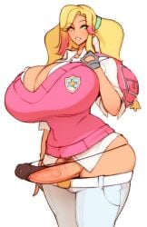 1futa 2022 ass backpack belt belt_buckle big_penis bimbo bimbo_futanari blonde_hair boob_window bottomless breasts clothed clothed_futanari clothing denim denim_clothing denim_jeans doxy dyed_hair erection eyebrows eyebrows_visible_through_hair fingerless_gloves futa_only futanari gloves green_eyes hair hi_res high_resolution hourglass_figure huge_breasts human jeans jenni_(doxy) large_ass large_breasts large_penis light-skinned_futanari light_skin long_hair long_penis looking_at_viewer lowered_pants mostly_clothed multicolored_hair necklace open_mouth original original_character pants patch penis penis_vein pink_clothes pink_hair pink_lips pink_lipstick ponytail ponytails pubic_hair pulling_panties shirt simple_background skindentation slim_waist solo standing sweater sweater_vest teeth teeth_showing thick_thighs thighs thong thong_pull tight_clothes tight_clothing tight_fit tight_pants two_tone_hair white_jeans white_legwear white_pants wide_hips