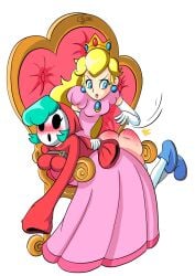 2girls alermg aqua_hair blonde_hair blue_eyes breasts female female_only hair_over_one_eye light-skinned_female light_skin mario_(series) multiple_girls nintendo over_the_knee over_the_knee_spanking princess_peach shy_gal shy_gal_red spank_marks spanked spanking transparent_background yuri