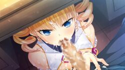 blonde_hair blowjob blue_eyes chinese_girl cum cum_on_body cum_on_face female hidden hongou_kazuto koihime†_(series) koihime_musou sousou_moutoku_(koihime)