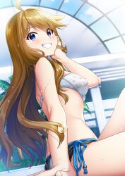 bikini blue_eyes brown_hair idolmaster idolmaster_million_live! long_hair smile tokoro_megumi very_long_hair