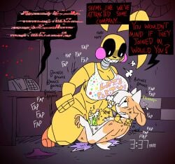 2021 animatronic anthro avian bird bodily_fluids bouncing bovid breasts caprine chicken cowgirl_position cum cum_in_pussy cum_inside dialogue duo ejaculating_cum ejaculation english_text female female_on_top female_penetrated femdom five_nights_at_freddy's five_nights_at_freddy's_2 forrest_(chump) fur furry galliform gallus_(genus) genital_fluids genitals goat hi_res machine male male/female male_penetrating male_penetrating_female mammal orgasm penetration penile penile_penetration penis penis_in_pussy phasianid pussy qoolguyart robot scottgames sex speech_bubble tail text thick_thighs toy_chica_(fnaf) vaginal_penetration video_games