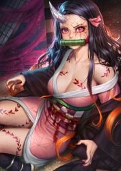 1girls big_breasts breasts demon_slayer kamado_nezuko kimetsu_no_yaiba neoartcore nezuko_(demon_form) solo