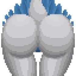 alien animated anthro ass avali avali_underfluffies avian big_butt blue_body blue_feathers blue_pussy bouncing_butt daro_silvertail feathers female genitals knockedoutdragon low_res pussy solo white_body white_feathers white_tail wide_hips