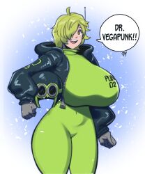 belly belly_button big_breasts breasts female female_only gloves hair hair_over_one_eye headgear headphones headwear helmet helmet_removed huge_breasts joylewds number one_piece short_hair shounen_jump slime snow spoilers text thick_thighs thighhighs thighs vegapunk_lilith watermark