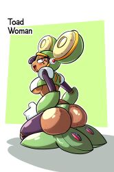 big_ass big_breasts female female_only from_side lips long_eyelashes looking_back_at_viewer mega_man mega_man(classic) mega_man_4 nipples on_knees robot robot_girl robot_humanoid rule_63 sachasketchy smile tagme_(artist) toad_man