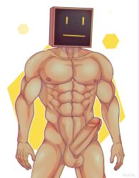 abs balls bara big_penis erection factorio heniio informatron male male_only muscles muscular muscular_male nipples object_head penis solo solo_male standing television