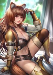 1girls animal_ears big_breasts breasts female female_only heels highres large_breasts neoartcore pubic_hair pussy raphtalia sitting slave slave_crest solo tate_no_yuusha_no_nariagari thigh_boots