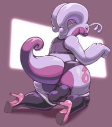 anthro ass balls balls_outline big_ass big_balls big_butt bubble_ass bubble_butt bulge clothing detailed_bulge femboy fishnet footwear generation_6_pokemon genital_outline girly goodra hi_res high_heels huge_balls huge_butt latex leggings legwear lipstick looking_at_viewer looking_back looking_back_at_viewer makeup male male_focus male_only mcnasty mostly_nude nintendo pokemon pokemon_(species) solo solo_focus solo_male thick_tail thick_thighs thighhighs video_games wide_hips