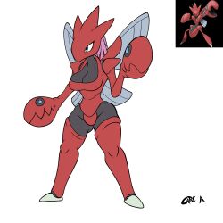 arthropod blue_eyes breasts insects kiroxiii oc pink_hair pokemon pokemon_only scizor watermark wings