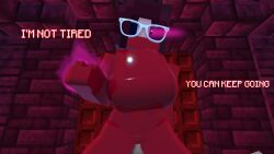 1girls 3d cillgia cillgia_(extrafruitygirl) demon_girl extrafruitygirl forced glasses humanoid latex magic mine-imator minecraft reverse_cowgirl_position tagme text