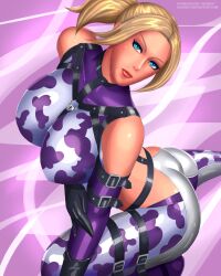 alluring big_breasts blonde_hair blue_eyes bodysuit death_by_degrees namco nina_williams svoidist tekken tekken_2 tekken_3 tekken_4 tekken_5_dark_resurrection tekken_7 tekken_blood_vengeance tekken_tag_tournament tekken_tag_tournament_2