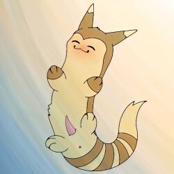 anthro anus ass blush brown_fur colored_fur furret male male_anus male_only penis pokémon_(species) pokemon smile solo two_tone_fur