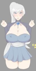 alternate_breast_size animated arcbun breasts breasts_out embarrassed erect_nipples erect_nipples_under_clothes female flashing k-inesis nipples rwby scar third-party_edit weiss_schnee white_hair