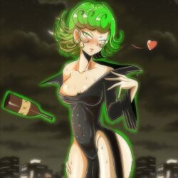 1girls cellabsorb female female_only green_hair heart one-punch_man solo tagme tatsumaki