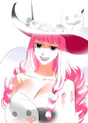 1girls breasts cleavage female female_only looking_at_viewer one_piece perona pink_hair post-timeskip raine_(acke2445) smile solo_female tagme top_hat