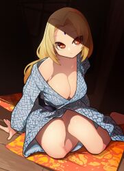 1girls bare_legs bare_shoulders barefoot big_breasts blonde_hair boruto:_naruto_next_generations bottomless brown_eyes busty cleavage clothed clothing east_asian_clothing feet female female_focus female_only forehead_jewel forehead_mark hi_res highres inner_sideboob kellila large_breasts legs light-skinned_female light_skin looking_at_viewer mature mature_female milf naruto naruto_(classic) naruto_(series) naruto_shippuden no_panties pale-skinned_female pale_skin pinup ponytail robe shounen_jump sitting solo solo_female thick_thighs thighs tied_hair tsunade voluptuous yukata