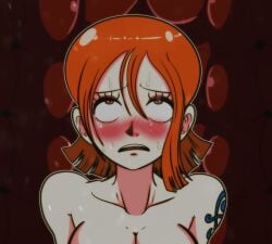 animated blushing cell_(dragon_ball) cellabsorb dragon_ball_z female gif male nami one_piece pre-timeskip