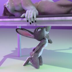 blender_(software) cotg disney duo fellatio female flat_chest fur genitals grey_body grey_fur hi_res holding_throat judy_hopps male male/female multicolored_body oral penile penis sex two_tone_body under_the_table zootopia