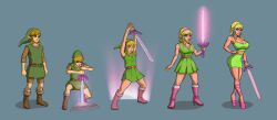 1boy 1girls badhyrule big_breasts big_lips blonde_hair blue_eyes breast_expansion breath_of_the_wild earrings femboy feminization gender_transformation genderswap genderswap_(mtf) hairband high_heels hoop_earrings hylian hylian_ears link link_(breath_of_the_wild) lip_expansion magic master_sword mtf_transformation pedestal platform_heels rule_63 sissy sissyfication solo the_legend_of_zelda transformation trousers_of_the_wild tunic_of_the_wild