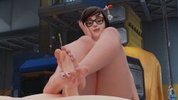 3d artist_request blender_(software) blizzard_entertainment cum cum_on_feet eyewear faceless_male feet female fingernails foot_fetish foot_focus footjob glasses male mei_(overwatch) mei_ling_zhou nail_polish no_socks overwatch penis purple_nails toenail_polish toenails toes video_games