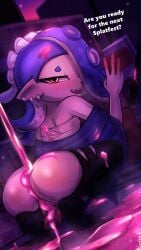 2022 ass bedroom_eyes blue_hair bottomless cephalopod clothed clothing dialogue english_text female gesture hair hi_res humanoid humanoid_pointy_ears ink looking_at_viewer looking_back looking_back_at_viewer lumineko marine mollusk narrowed_eyes nintendo octoling open_mouth open_smile pseudo_hair seductive shiver_(splatoon) smile solo splatoon splatoon_3 talking_to_viewer tentacle tentacle_hair text video_games wraps