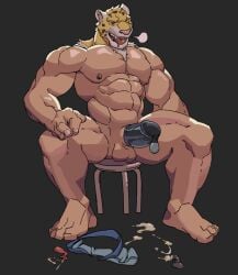 balls bandai_namco bara boner condom condom_on_penis cum erection gay jaguar king_(tekken) male male_only mask masked muscles muscular penis skymeatball solo solo_male tekken