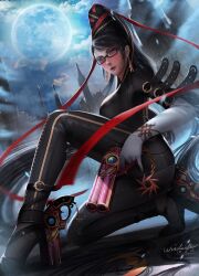 1girls bayonetta bayonetta_(character) big_breasts breasts gun handgun solo weapon windwalker