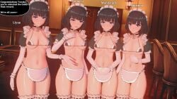 3d 3d_(artwork) 4girls blush dialogue english_text genshin_impact harem imminent_sex katheryne_(genshin_impact) koikatsu looking_at_viewer maid mihoyo npc pleasure_face smile white_(artist)