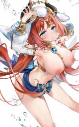 big_breasts breasts dancing genshin_impact looking_at_viewer machi_(7769) nilou_(genshin_impact) no_bra no_panties persian_(iranian) persian_dance persian_female solo tagme water