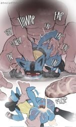 anal anal_sex blue_fur cum cum_in_ass cum_inside gaping gay lucario male_lucario male_only nintendo pinned_down pokemon pokemon_(species) powerful_sub red_eyes sincastermon size_play slave yaoi