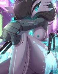 anthro aqua_eyes breasts cosplay_gardevoir cybernetics eyelashes female gardevoir hair nude pokemon pokemon_(species) rilex_lenov