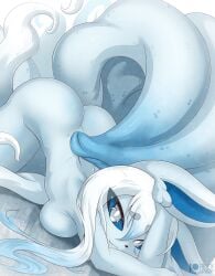 alolan_ninetales anthro anthrofied ass blue_sclera breasts eyelashes female hair looking_at_viewer ninetales nude pokemon rilex_lenov white_eyes