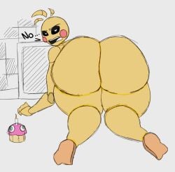 1girls animatronic big_ass chicken color crawling edit five_nights_at_freddy's five_nights_at_freddy's_2 huge_toy_chica looking_at_viewer looking_back robot thedomely toy_chica_(fnaf)