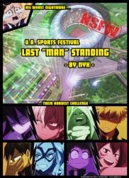 comic cover_page female izuku_midoriya katsuki_bakugou male mandalay midnight_(my_hero_academia) minoru_mineta miruko mount_lady my_hero_academia nemuri_kayama nyxworks rumi_usagiyama shino_sousaki shouto_todoroki spiky_hair tenya_iida yuu_takeyama