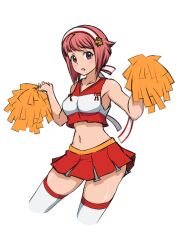 1girls 86-shiki alternate_costume armpits bare_midriff bare_thighs breasts cheerleader cheerleader_uniform crop_top female female_only fire_emblem fire_emblem_fates hairband looking_at_viewer medium_breasts midriff navel nintendo open_mouth pink_eyes pink_hair pom_poms sakura_(fire_emblem) short_hair skirt solo solo_female thighhighs thighs white_background