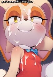 1girls ai_generated animal_ears blush brown_eyes bunny_ears clothed covered_in_cum cream_the_rabbit cum cum_on_face furry furry_female gesugao gloves looking_at_viewer looking_pleasured patreon rabbit rabbit_ears shortstack slim_waist small_breasts smiling smiling_at_viewer solo sonic_(series) sonic_the_hedgehog_(series) tan_fur vanstyler