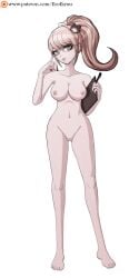 artist_name bare_arms bare_legs bare_shoulders bare_stomach barefoot bear_hair_ornament blonde_hair blue_eyes clipboard completely_nude danganronpa danganronpa:_trigger_happy_havoc danganronpa_(series) eroeiyuu feet female female_focus finger_to_face fingernails glasses hair_ornament holding holding_clipboard junko_enoshima long_hair looking_at_viewer navel nipples nude nude_filter official_art patreon_username ponytail pussy red_nails signature simple_background solo third-party_edit toes transparent_background