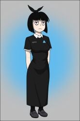 aged_up android black_hair creepy_susie crossover detroit:_become_human dress goth goth_girl gothic_girl gotic robot robot_girl sexfightfun short_hair the_oblongs