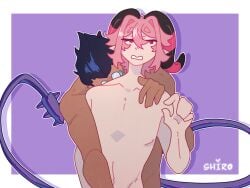 2boys _0_strawberrymilk_0_(artist) anal anal_insertion cicero_(shirosato) consensual cuntboy demiurge_(overlord) demon_boy dragon embarrassed embarrassed_nude_femboy femboy fingering fingering_partner from_behind gay gay_sex hand_on_shoulder humanoid oc_x_canon older_penetrating_younger out_of_frame overlord red_hair rough_sex rubbing rubbing_penis rubbing_penis_on_ass self_insert shy surprise_fingering surprise_sex surprised touching touching_pussy vaginal_penetration vaginal_penetration