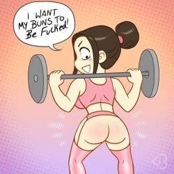 ass_blush ass_focus blogicomics cassey_(blogicomics) edit lifting_weights