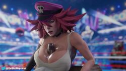 1boy 1girls 3d 3d_animation animated busty capcom cleavage dark-skinned_male dark_skin datboinappana female female_focus final_fight light-skinned_female light_skin male no_sound paizuri paizuri_under_clothes penis poison_(final_fight) sex street_fighter tagme video