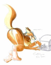 2001 anthro ass canine chris_goodwin female fox fur furry lockpicking nude piercing solo thief