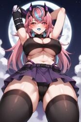 1girls ai_generated big_breasts blush breasts emikukis latam_virtual_youtuber long_hair looking_at_viewer moo moon multicolored_hair night outdoors panties pink_hair sky_blue_hair socks solo_female tagme thighhighs thighs tupadrev4 upskirt virtual_youtuber vtuber