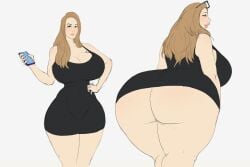 annoyed_expression bending_over big_ass big_breasts black_dress cleavage curvy hourglass_figure josie_glabach milf mommy navel_visible_through_clothes nipple_bulge no_panties parody politics real_person red_hair sketch the_redheaded_libertarian tight_clothing