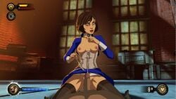 1boy 2014 areola areolae bioshock bioshock_infinite blue_eyes breasts breasts_out brown_hair choker clothing corset cowgirl_position cum cum_in_air cum_on_body cum_on_hand cumming cumming_in_air cumming_on_body dark_nipples elizabeth_comstock erection female gameplay_mechanics health_bar high_resolution imminent_sex legwear lifted_skirt lips lipstick makeup male medium_breasts nipples no_bra on_top open_clothes penis pov pussy short_hair skirt_lift small_breasts solo_focus spread_legs stitched stockings straddling straight straight_sex thighhighs thighs uncensored vagina zone