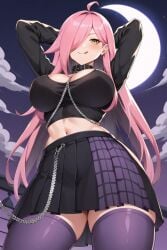 1girls ai_generated big_breasts blush breasts fishnet_clothing fishnets latam_virtual_youtuber long_hair looking_at_viewer moon moonlight night outdoors pink_hair public socks solo_female tagme thighs tupadrev4 virtual_youtuber vtuber yellow_eyes