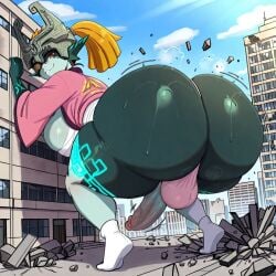 1futa ai_generated ass ass ass_jiggle ass_shake ass_wobble assquake big_ass big_breasts big_butt breasts city_destruction debris destruction earthquake erection falling_debris falling_rocks fundoshi fundoshi_futanari fundoshilover101 futanari giantess happi_(clothing) huge_ass huge_breasts huge_butt loincloth midna nintendo sarashi tabi_socks the_legend_of_zelda twerking