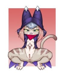 anthro anus biped capcom eyebrows felid felyne female genitals hair hi_res lynian mammal monster_hunter monster_hunter_stories_2:_wings_of_ruin nuttylepe palico pussy solo tail tsukino_(monster_hunter_stories) whiskers